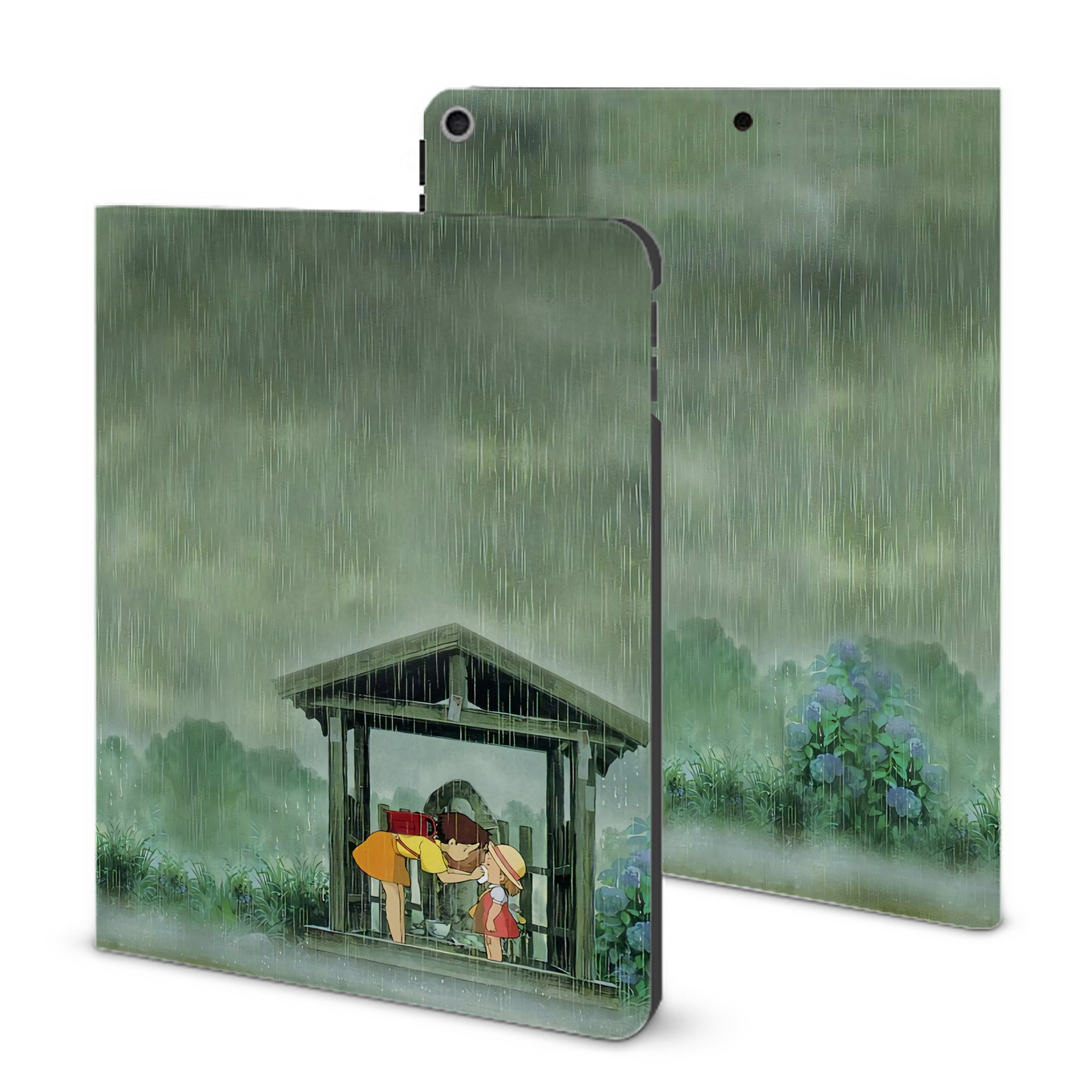 （画像用） となりのトトロ 草壁メイ 草壁サツキ My Neighbor Totoro Satsuki Kusakabe Mei Kusakabe IPad ケース ブック型 PUレザー TPU 耐衝撃 軽量 薄型 ペン収納なし 全面保護 IPad 各モデル対応
